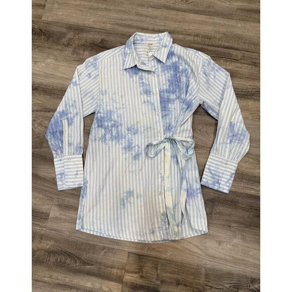 Free People Revolve Nola Shirt Dress in Cornflower Blue Tie Dye Size S NWT - Picture 2 of 7